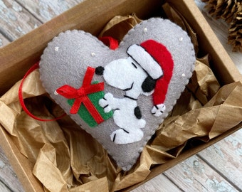 Ornement en feutre de Noël Snoopy, Snoopy, décoration de Noël, décoration de sapin de Noël, décoration Snoopy