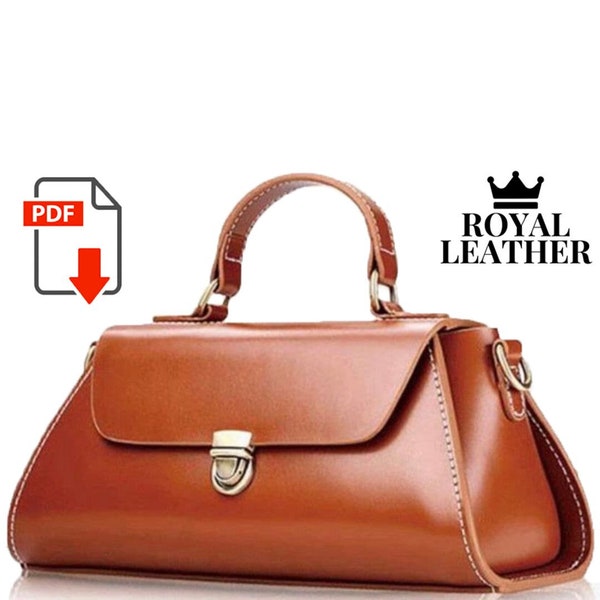 PDF Pattern Boston Top Handle Bag Template | Messenger Bag pattern | Shoulder Messenger Bag template | PDF Leather bag pattern