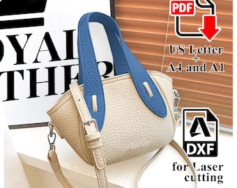 Plantilla de bolso bandolera de cuero con patrón PDF y DXF / Patrón de bolso para corte láser