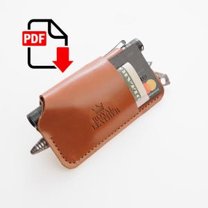 Plantilla de organizador de billetera EDC minimalista con patrón en PDF: patrón de bolsillo de cuero para bolígrafo táctico, minipalanca y efectivo