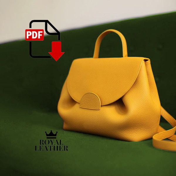 Plantilla de bolso Convertible con patrón PDF, bolso de mano suave de primera capa de piel de vaca, bolsos de hombro tipo bandolera, bolsos de mano para mujer