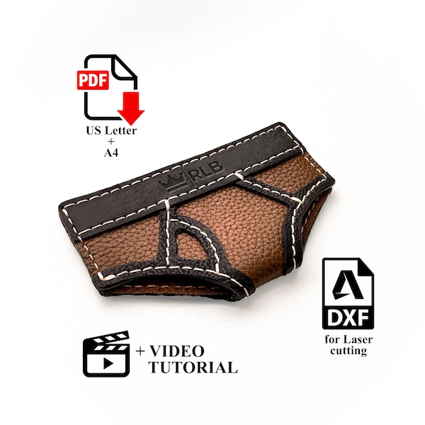 Cardholder Leather Pattern PDF Slim Wallet Template Card Holder DXF Laser Cut DIY