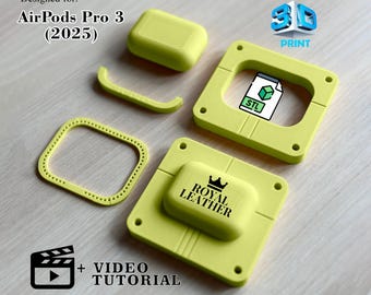 STLモールド AirPods Pro 3 (2025) ハンドメイドレザークラフトケース