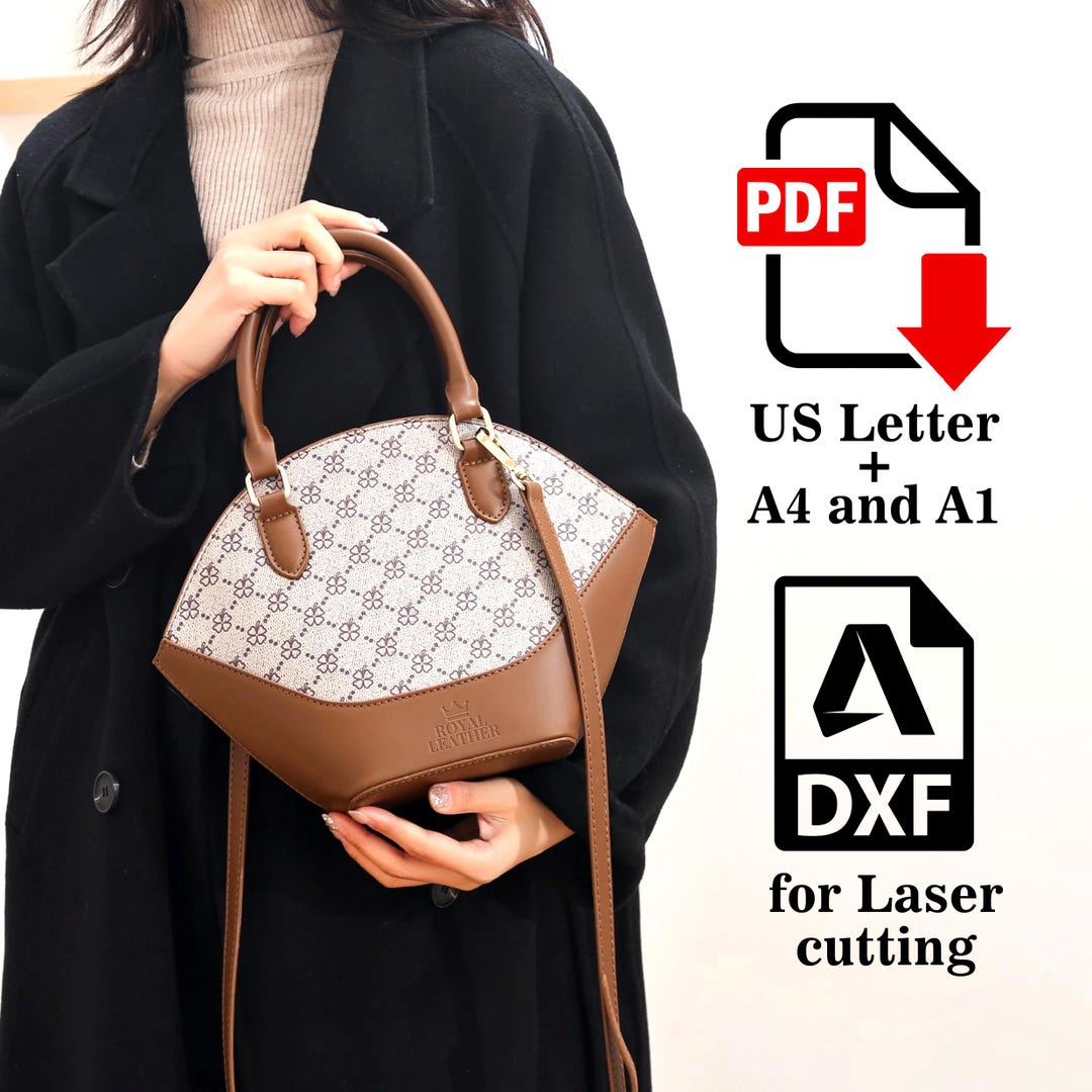 PDF & DXF Pattern Leather Tote Shoulder Bag Template | Handbag Pattern ...
