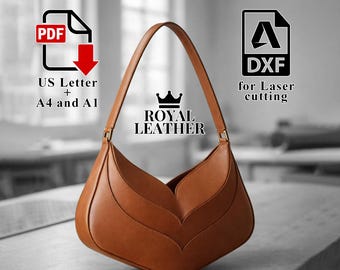 PDF and DXF Leather Hobo Bag Pattern: Shoulder Bag Template Laser Cut