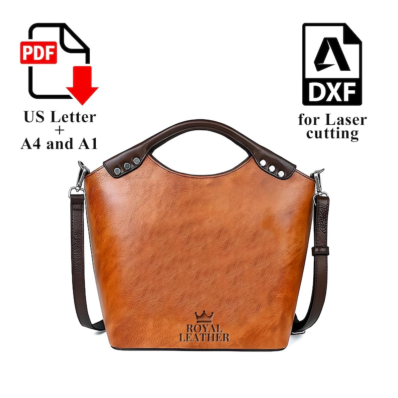 PDF & DXF Pattern Tote Shoulder Bag Template Bucket Casual Shopping Bag ...