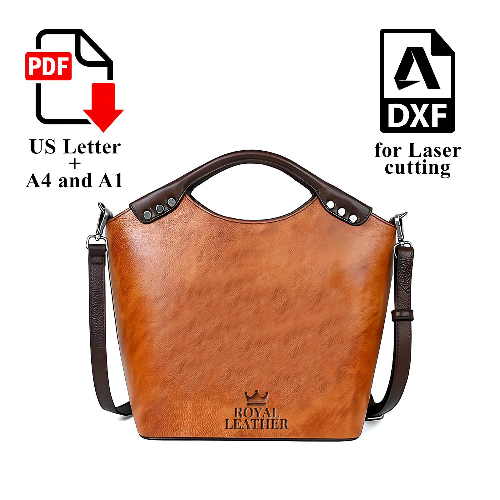 PDF & DXF Pattern Tote Shoulder Bag Template Bucket Casual Shopping Bag ...