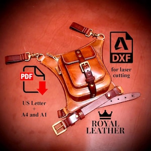 PDF und DXF Muster Taille Gürteltasche Muster - Hüfttasche Vorlage - Leder Muster - Beutel Gürteltasche Muster - Leder Muster