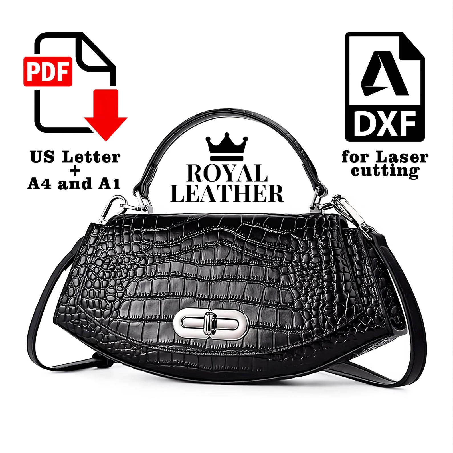 Leather Crossbody Bag PDF Pattern: Cocktail Handbag Template (DXF) - Etsy