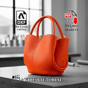 PDF & DXF Pattern Leather Tote Shoulder Bag Template DIY Handbag Pattern for Laser Cut