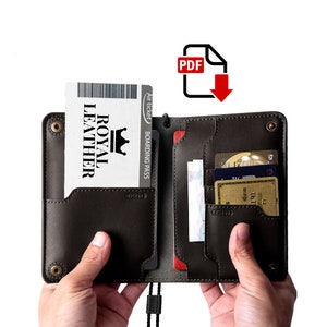 Molde PDF para carteira de couro – Molde de costura DIY para porta-cartões, carteira de passaporte, carteira de viagem, carteira de notas