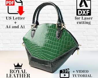 Plantilla de bolso bandolera con asa superior, patrón PDF y DXF para marroquinería DIY