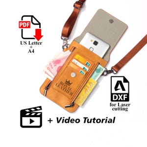 Shoulder Belt Phone Case PDF Pattern: Leather Wallet Template (A4/US Letter)