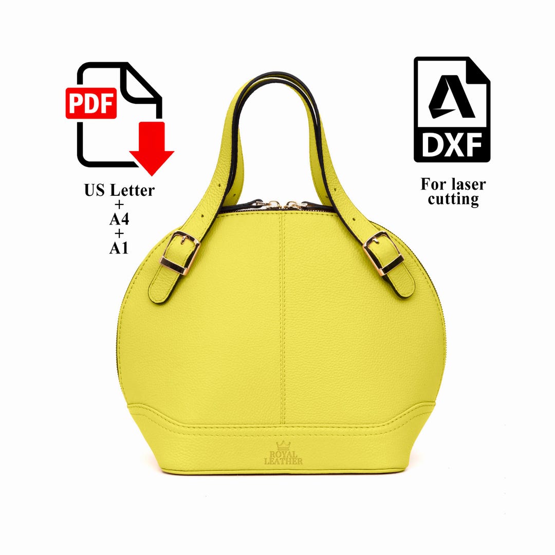 PDF Pattern for Women's Leather Handbag - Zipper Bag Template & Laser ...