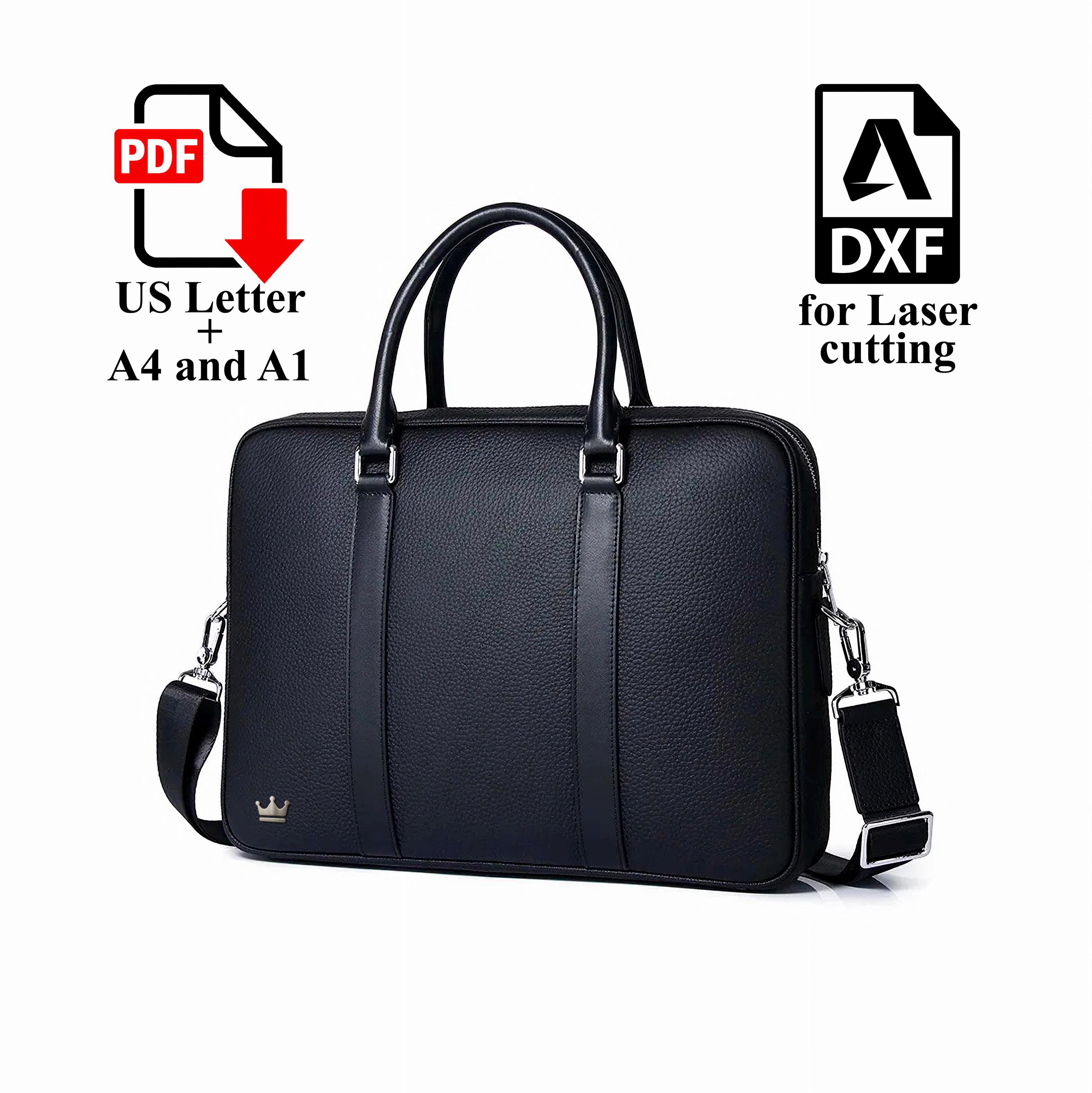 PDF & DXF Leather Briefcase Pattern: DIY Office Messenger Bag Template ...