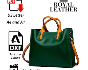 PDF and DXF Leather Tote Bag Pattern: Shoulder Bag Template for Laser Cutting