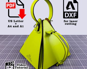 PDF & DXF Pattern Crossbody Bucket Bag Template Pyramid Shoulder Crossbody Bags Lady Tote Purses
