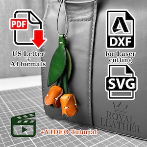 Leren tulptasbedelpatroon, bloem sleutelhangersjabloon (pdf DXF SVG)