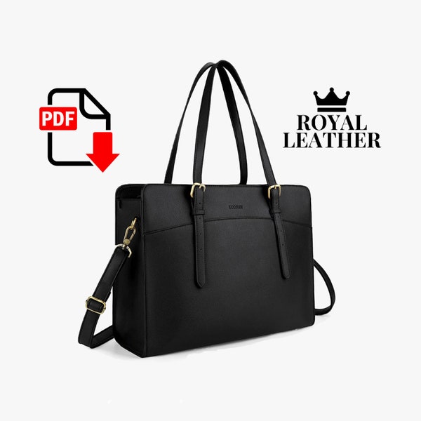 PDF Pattern Briefcase Leather Office Shoulder Messenger Bag Template Business Bag Pattern PDF DIY Leather Template