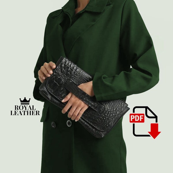Modèle PDF de pochette de pochette - Patron de sac de soirée artisanal en cuir, modèle de pochette de soirée, patron de couture PDF