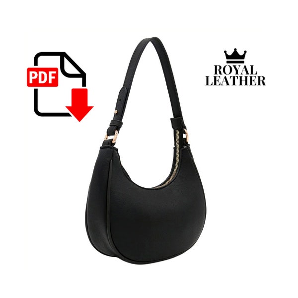 Patrón PDF Bolso Hobo Plantilla de bolso de hombro de cuero Patrón de bolso de cóctel Bolso de mujer Plantilla de moda Patrón de bolso de mano superior