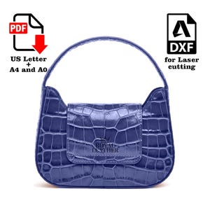Patrón PDF y DXF Bolso de piel con solapa y asa superior: Plantilla para bolso bandolera Corte láser