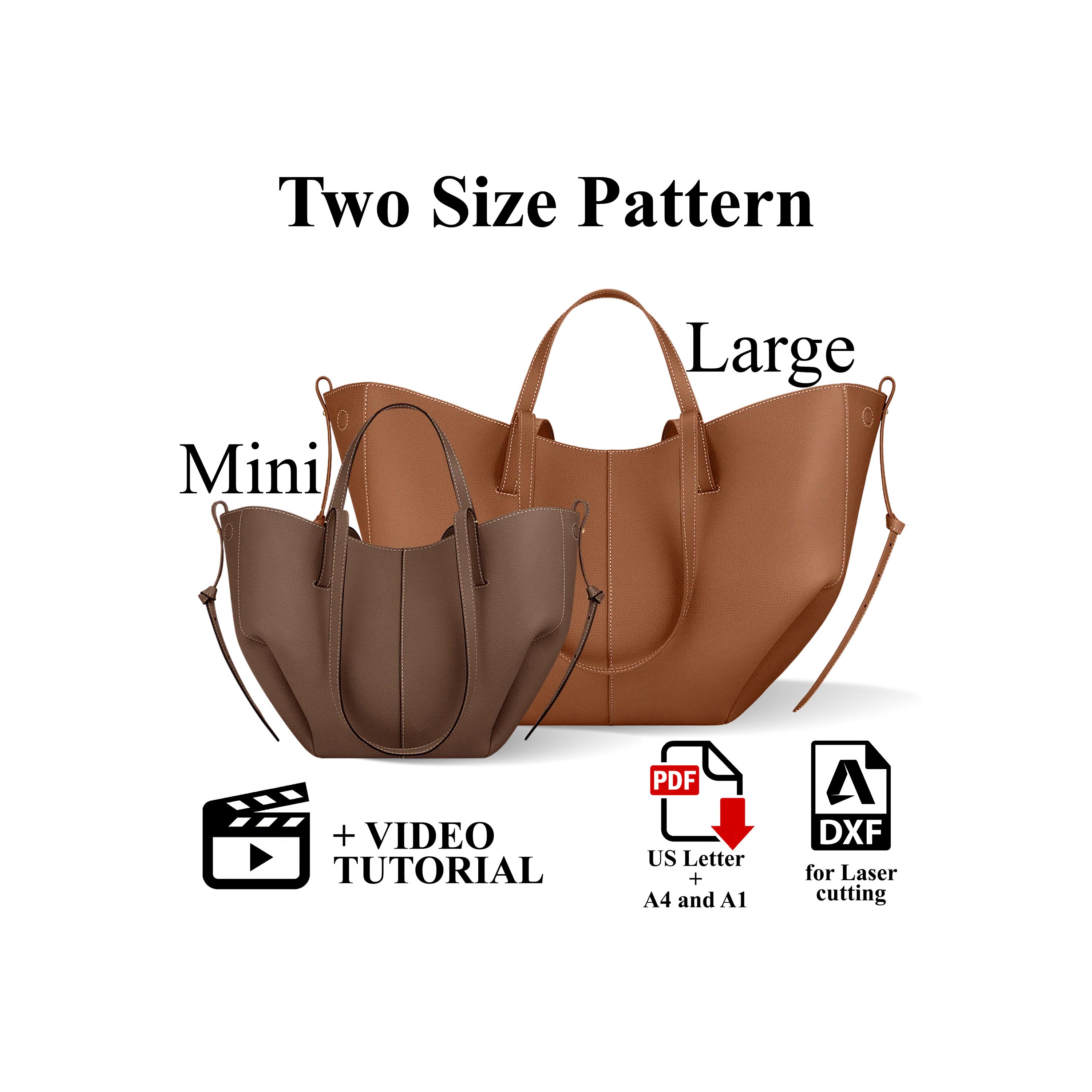 PDF & DXF Leather Tote Shoulder Bag Pattern in Two Size: Bucket