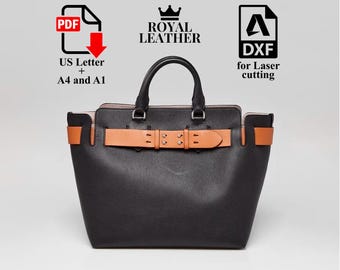 PDF & DXF Leather Buckle Bag Pattern: Tote Bag Template Laser Cut