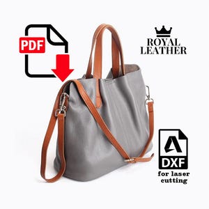 Patrón PDF y DXF Plantilla de bolso de hombro tipo tote Patrón de bolso de compras tipo cubo Plantilla de bolso tipo cartera con capacidad