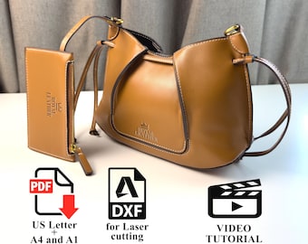 PDF & DXF Pattern Crossbody Shoulder Bag Template | Handbag Purse Pattern for Leathercraft