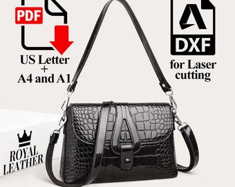 DXF and PDF Leather Crossbody Flap Bag Pattern: Shoulder Small Bag Template for Laser cutting