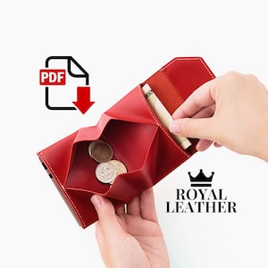 Patrón PDF Monedero Monedero de Cuero Plantilla Patrón de bolso de cuero, Patrón de billetera para monedas Patrón de monedero DIY