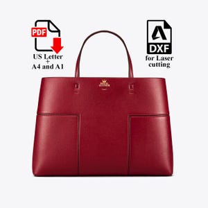 PDF Pattern Leather Tote Bag: Top Handle Shoulder Woman Bag Template (A4/A1/Letter)