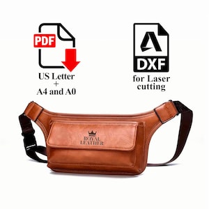 PDF and DXF Pattern Leather Crossbody Bag: Waist Hip Belt Bag Template
