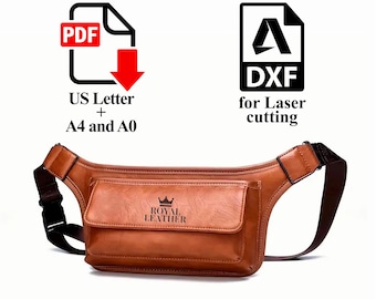 PDF and DXF Pattern Leather Crossbody Bag: Waist Hip Belt Bag Template