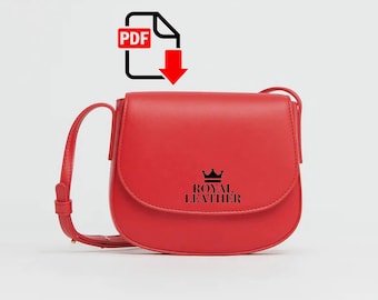 Molde de bolsa de couro em PDF: modelo de costura para bolsa transversal com aba (download digital)