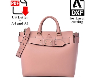 PDF & DXF Leather Bucket Bag Sewing Pattern: Tote Bag Template for Laser cut