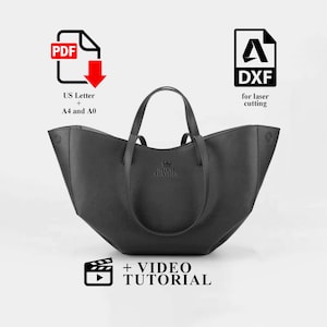 PDF & DXF トートショルダーバッグパターンバケットカジュアルショッピングバッグテンプレート