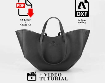 Modello PDF e DXF per borsa a tracolla Tote, modello per borsa della spesa casual a secchiello