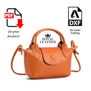 Modèle de sac à bandoulière avec poignée supérieure au format PDF et DXF Modèle de sac pour femme Modèle de sac en cuir tendance