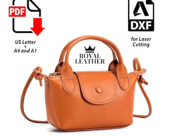 PDF and DXF Pattern Top Handle Crossbody Bag Template women bag Fashion leather bag Template