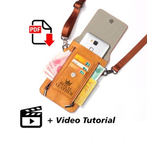 Patroon schouderriem mobiele telefoon lederen tas portemonnee telefoonhoes sjabloon lederen riem tas voor iPhone patroon telefoonhouder patroon doe-het-zelf