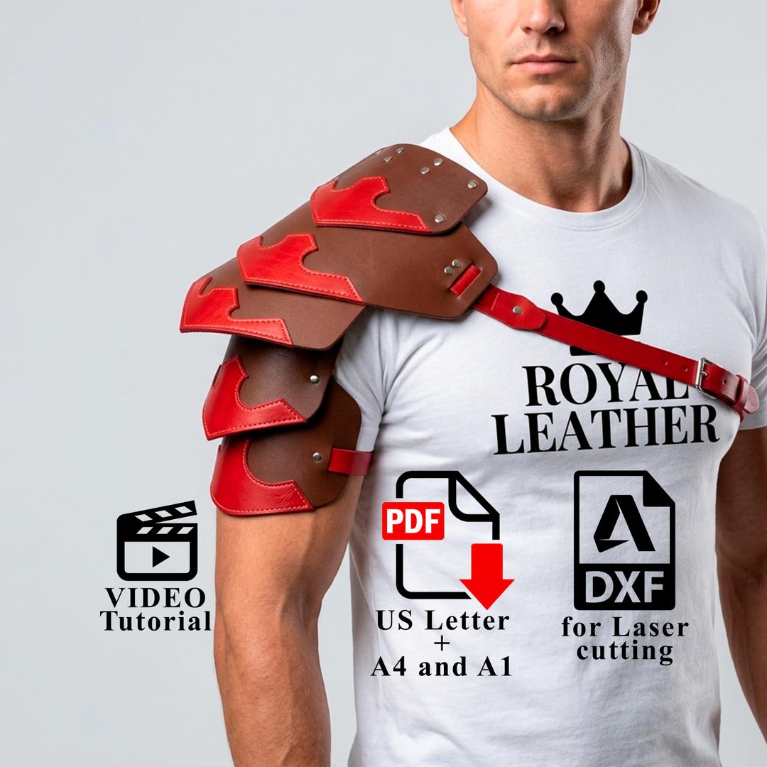 PDF & DXF Leather Shoulder Armor Pattern | Diy LARP Pauldrons Template ...