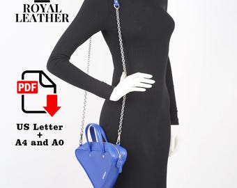 PDF Pattern Leather Crossbody Shoulder Bag Shopper Tote handbag Template