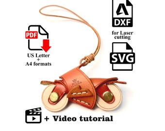 Leather Moto Bike Bag Charm Pattern: PDF & DXF/SVG Keychain Template
