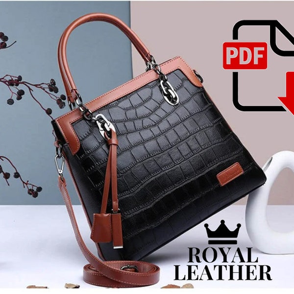 Patron PDF Modèle de sac cabas avec poignée supérieure pour femme, marque célèbre, sac à bandoulière sauvage, sac à main de luxe automne-hiver