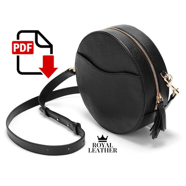 PDF Pattern Round Circle Crossbody Bag Template, Leather DIY, Leather Circle Pattern, Leather Handmade, Template Digital Purses