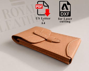 PDF DXF Pattern Leather Phone Holster Case Pouch Belt Loop Laser Cut Template