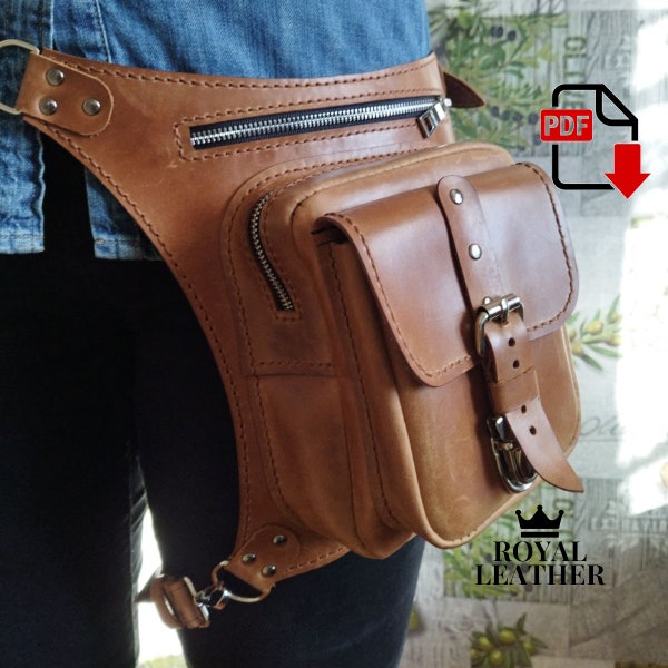 PDF Pattern Pouch Belt Bag Pattern - Hip Bag Template - Leather Pattern - Pouch Belt Bag Pattern - Leather Patterns