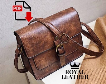 Flap Bag PDF Pattern: Leather Crossbody Bag Template (DXF)